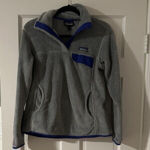 Patagonia Gray Fleece with Blue Trim
